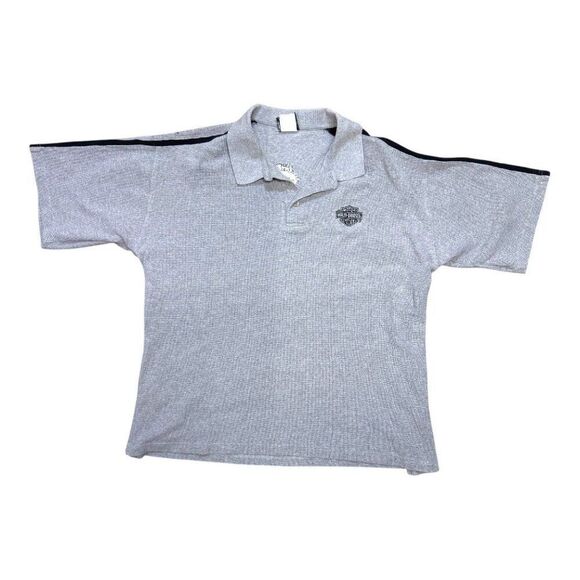 Harley-Davidson Gray Polo Shirt Embroidered Logo & Black Shoulder Stripe Mens XL - Picture 1 of 5